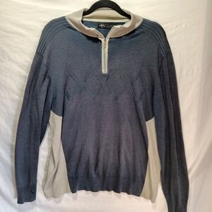 Men's Large Callaway Quarter Zip. Navy And Khaki. Argyle.